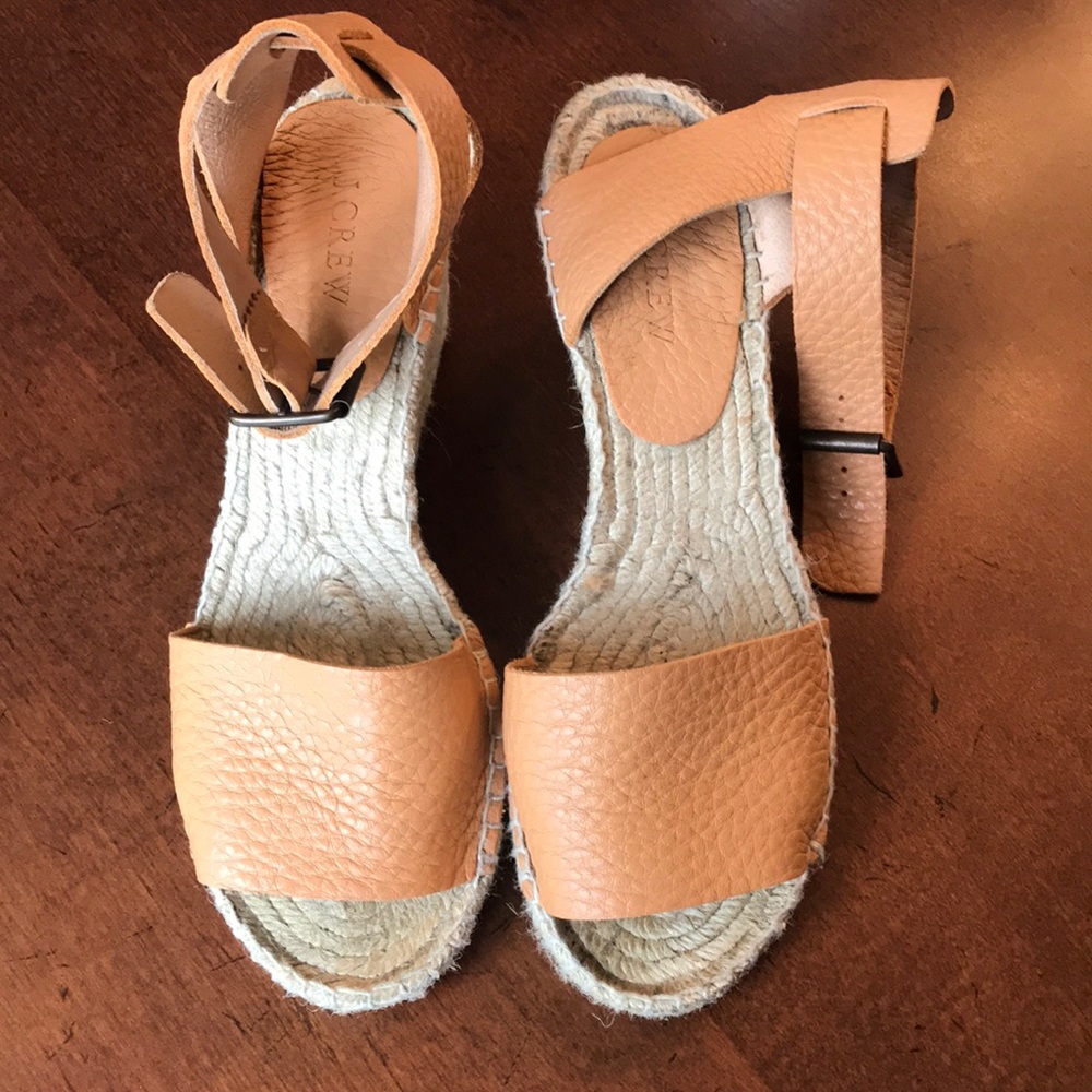Jcrew leather espadrille wedge sandal